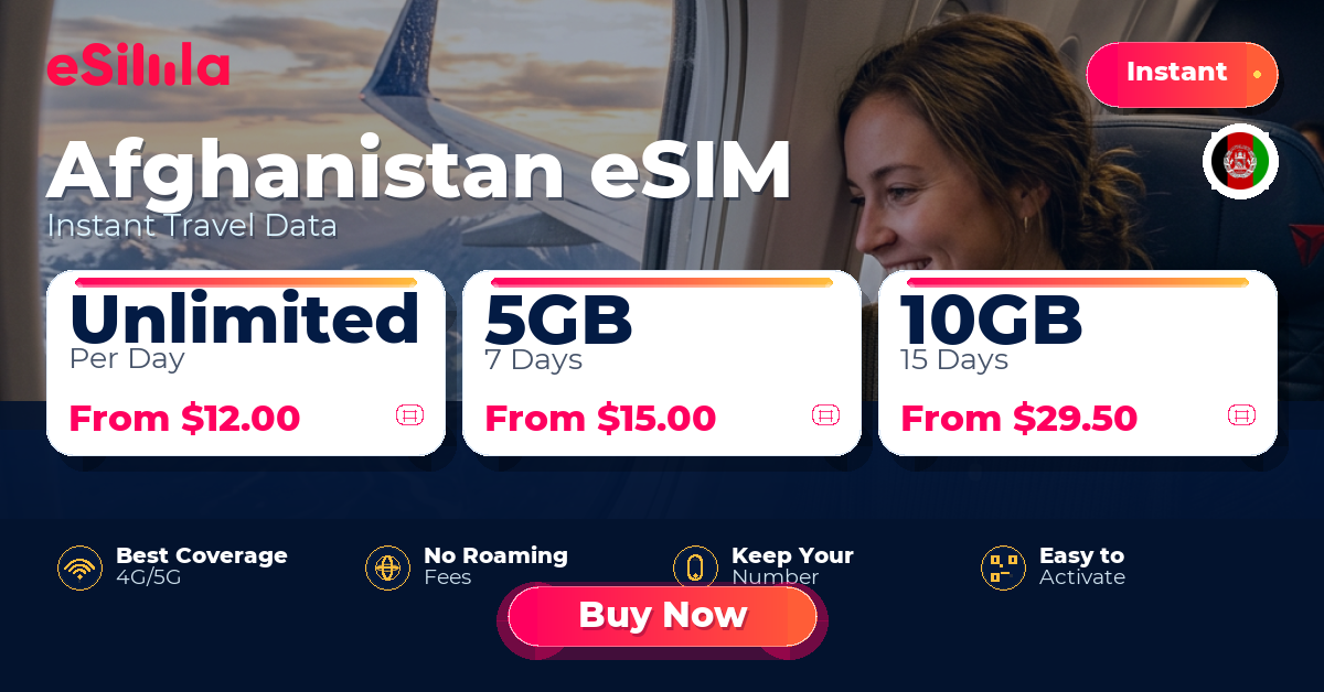 Afghanistan eSIM travel data offer with package options