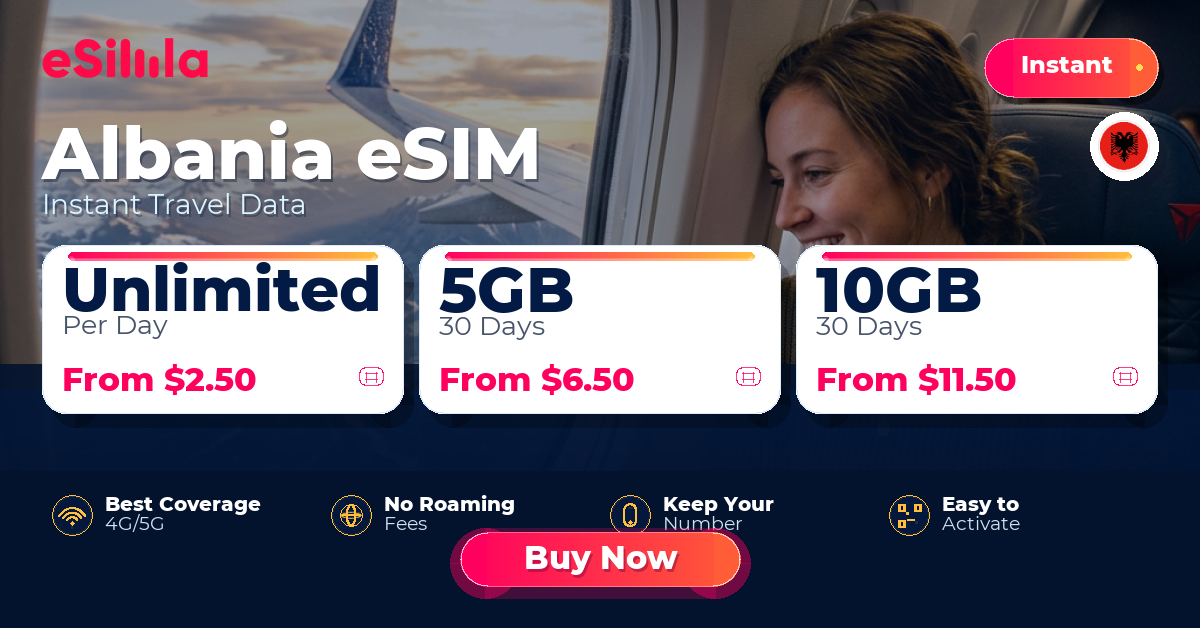 Albania eSIM travel data offer with package options