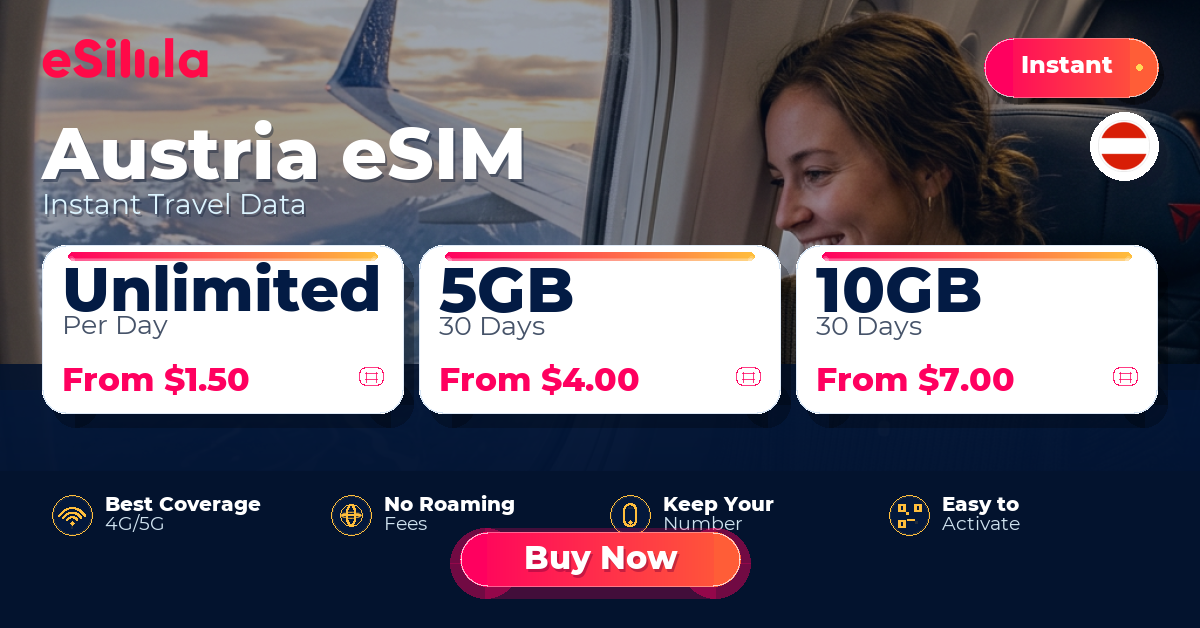 Austria eSIM travel data offer with package options