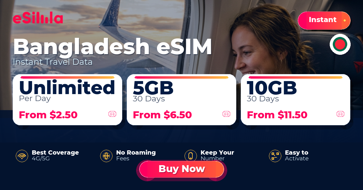 Bangladesh eSIM travel data offer with package options
