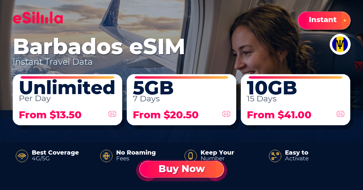 Barbados eSIM travel data offer with package options
