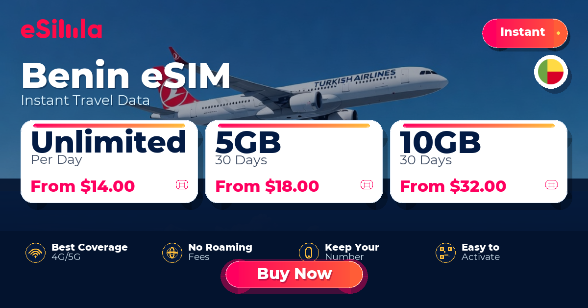 Benin eSIM travel data offer with package options