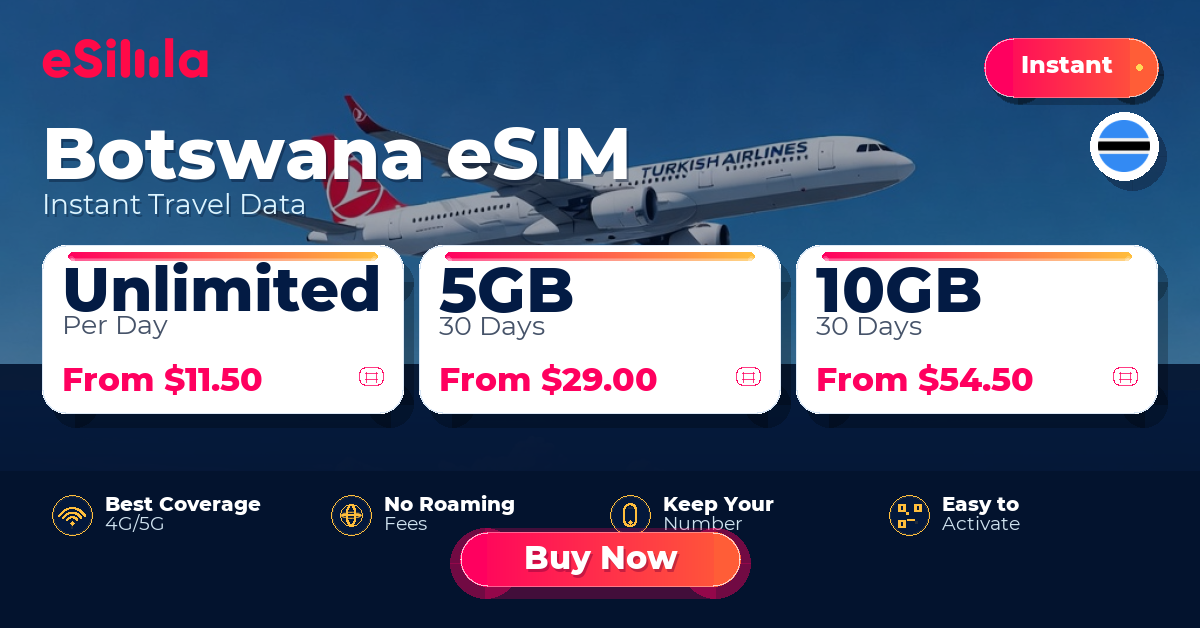 Botswana eSIM travel data offer with package options
