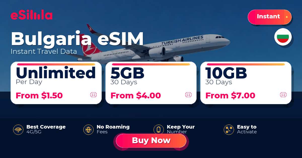 Bulgaria eSIM travel data offer with package options