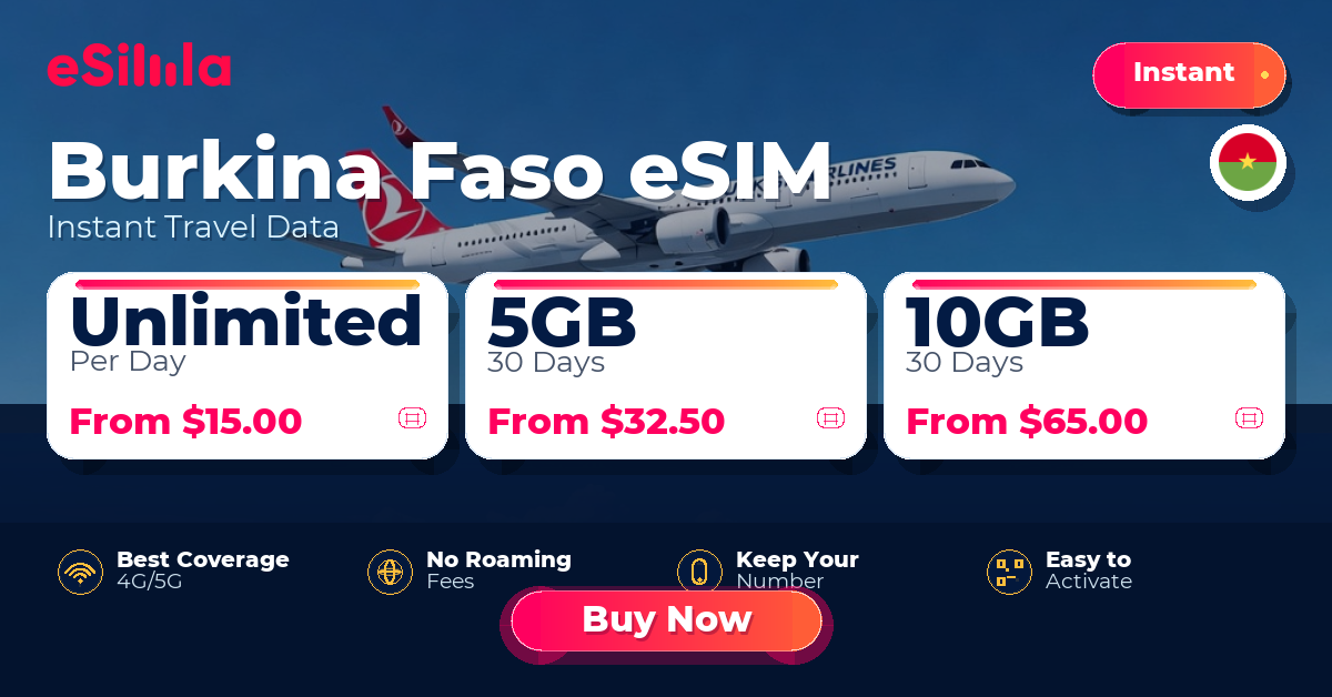 Burkina Faso eSIM travel data offer with package options