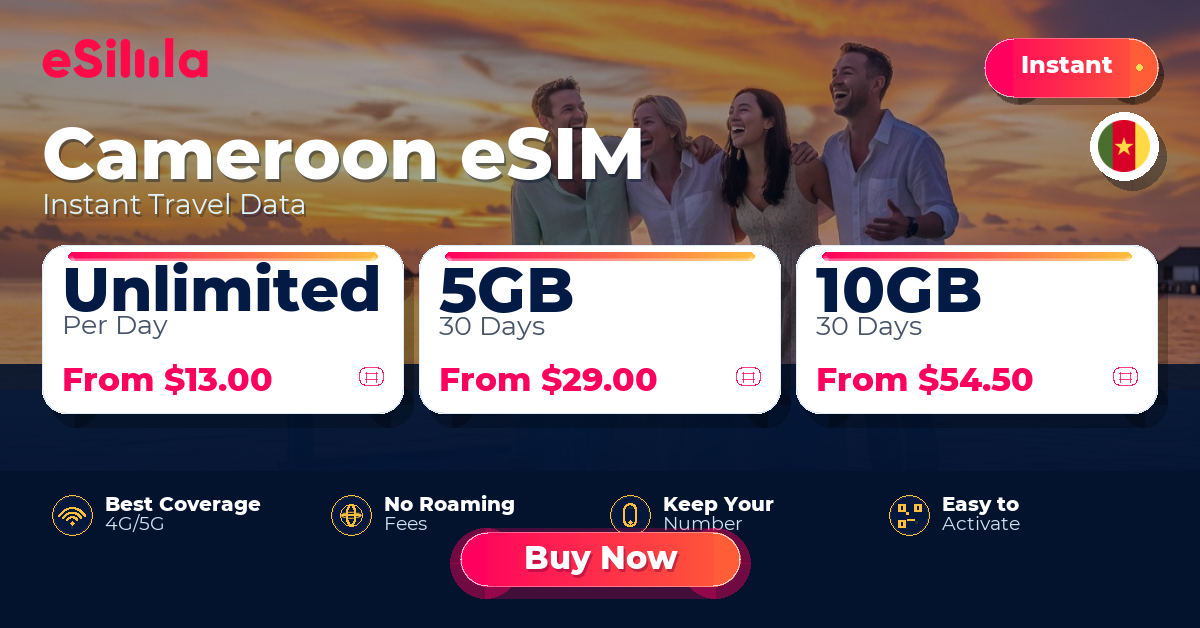 Cameroon eSIM travel data offer with package options