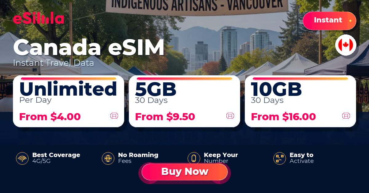 Canada eSIM travel data offer with package options