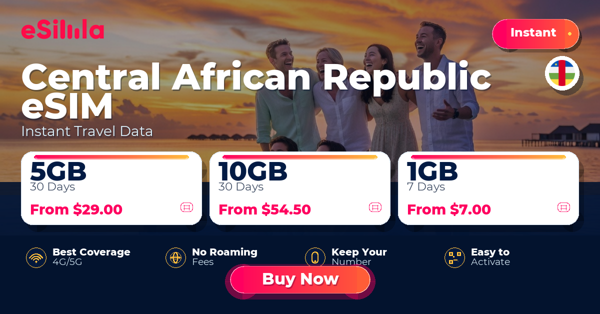 Central African Republic eSIM travel data offer with package options
