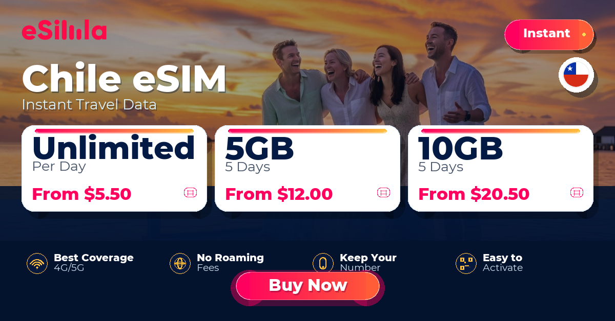 Chile eSIM travel data offer with package options