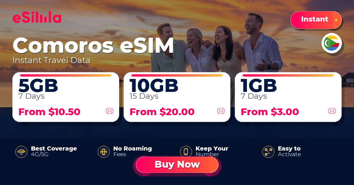 Comoros eSIM travel data offer with package options