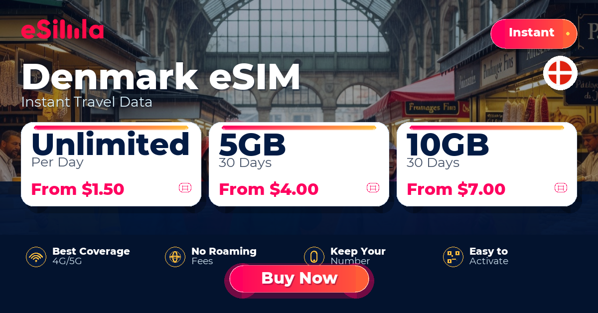 Denmark eSIM travel data offer with package options