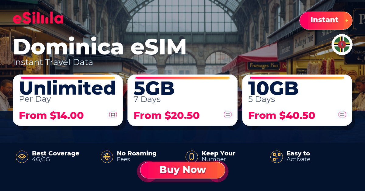 Dominica eSIM travel data offer with package options