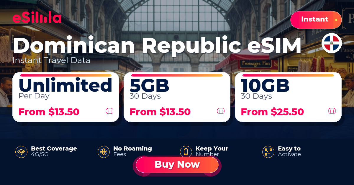 Dominican Republic eSIM travel data offer with package options
