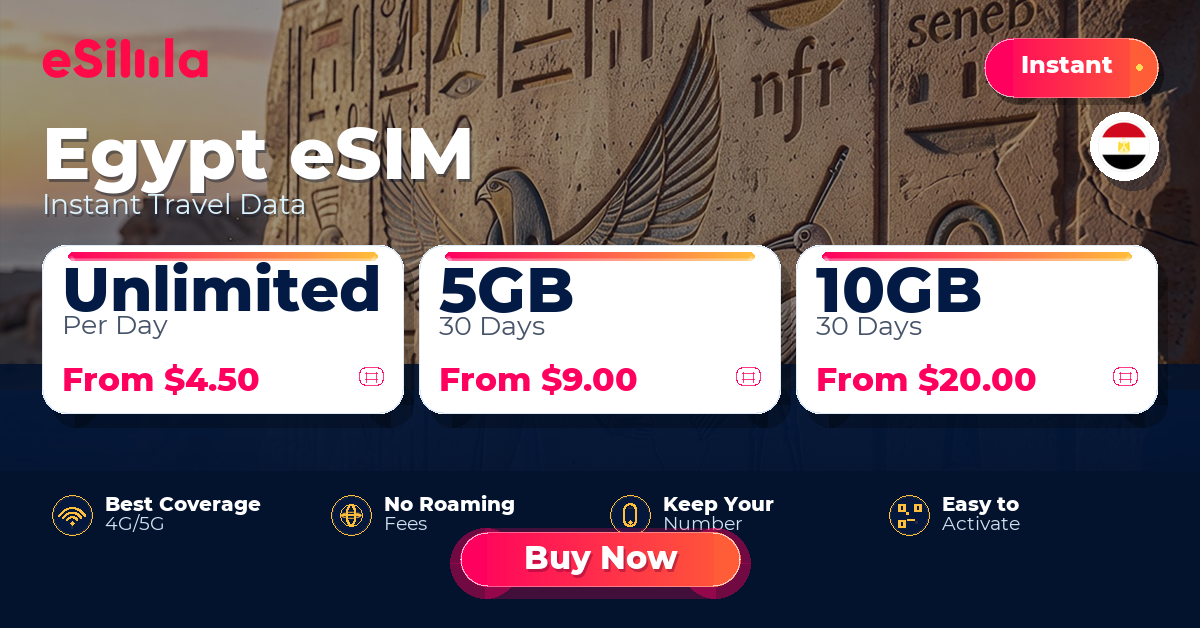 Egypt eSIM travel data offer with package options