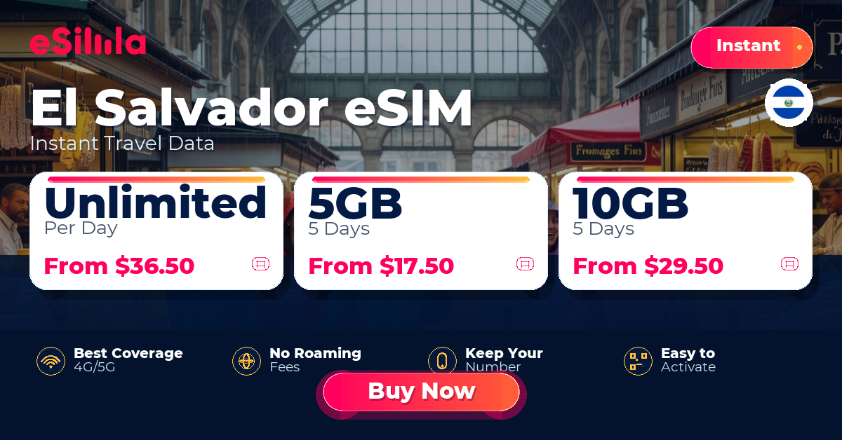 El Salvador eSIM travel data offer with package options