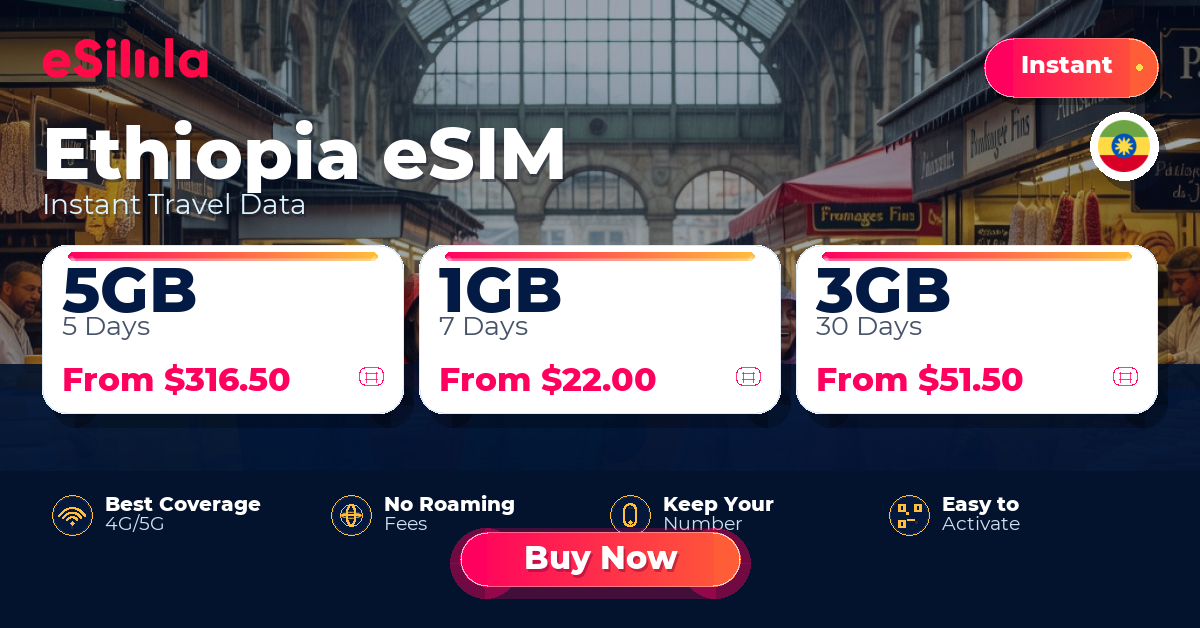 Ethiopia eSIM travel data offer with package options