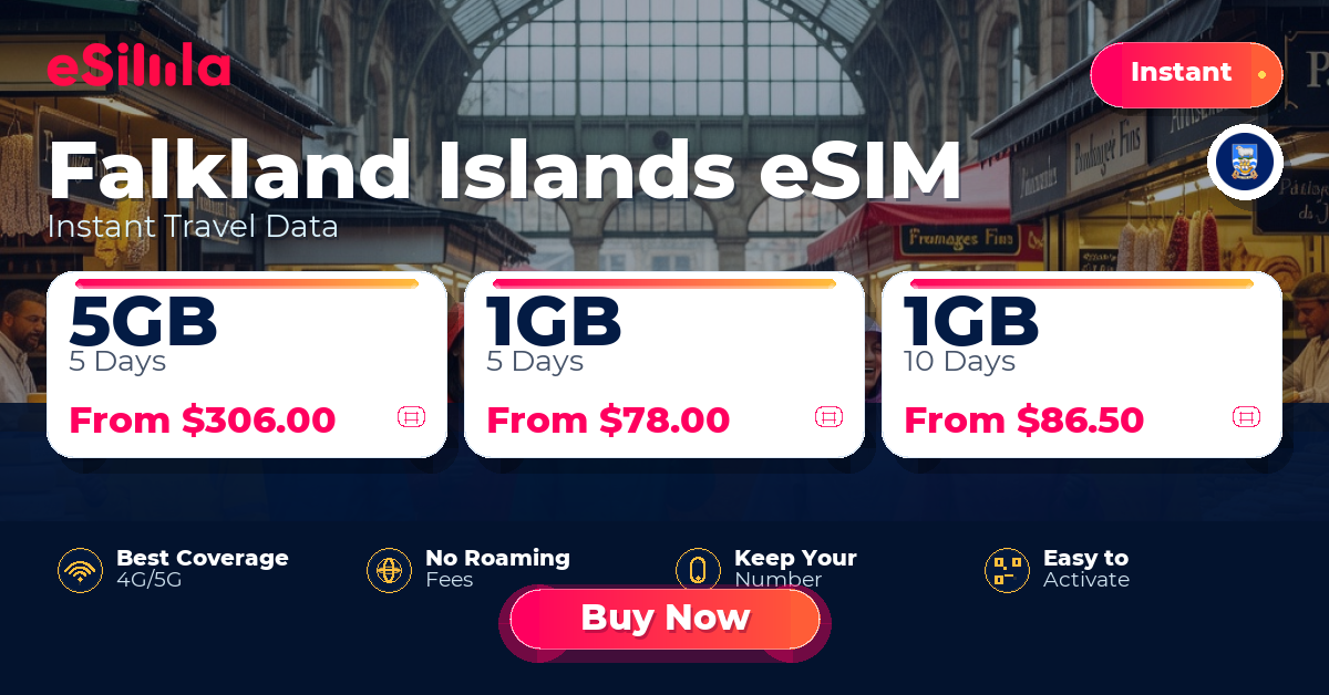 Falkland Islands eSIM travel data offer with package options