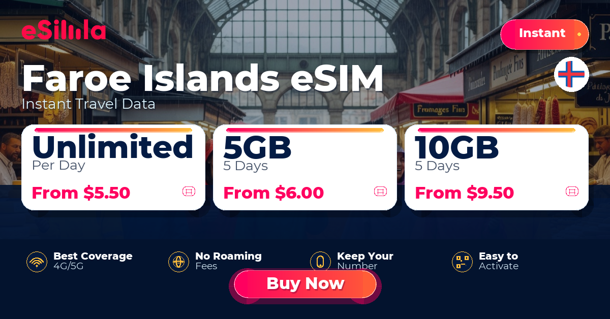 Faroe Islands eSIM travel data offer with package options