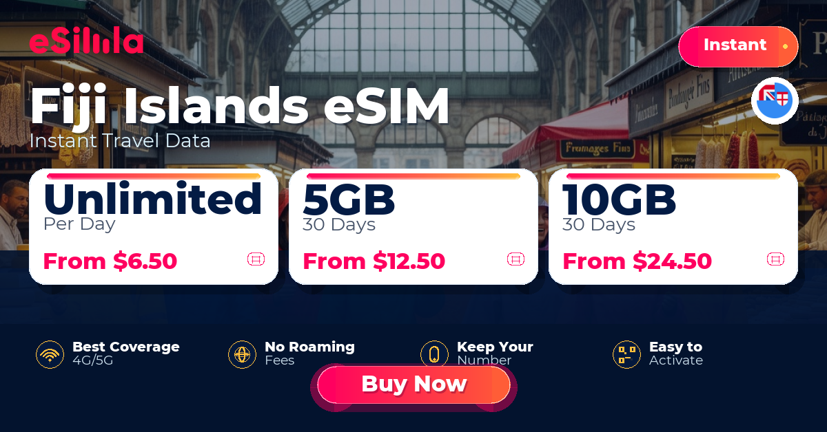 Fiji Islands eSIM travel data offer with package options