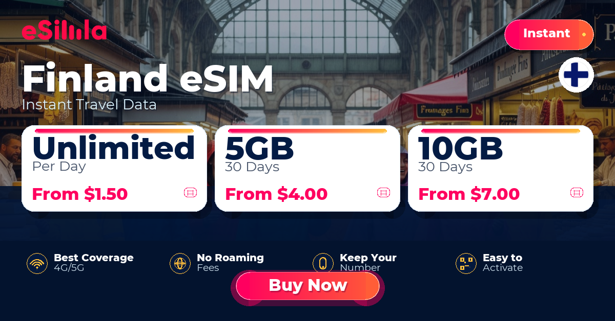 Finland eSIM travel data offer with package options