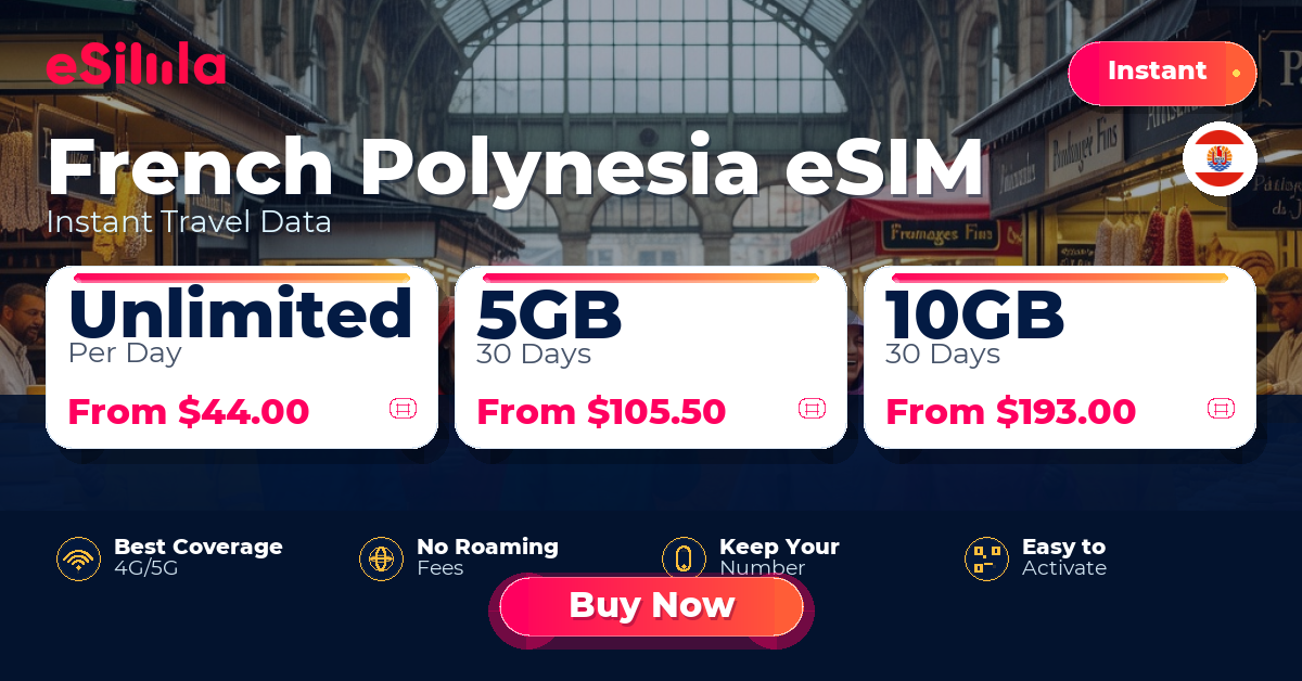French Polynesia eSIM travel data offer with package options