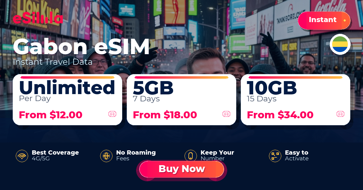 Gabon eSIM travel data offer with package options