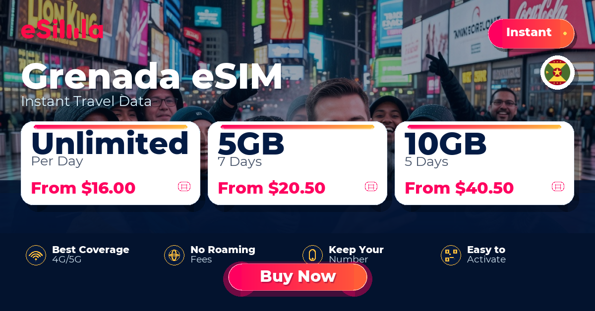 Grenada eSIM travel data offer with package options