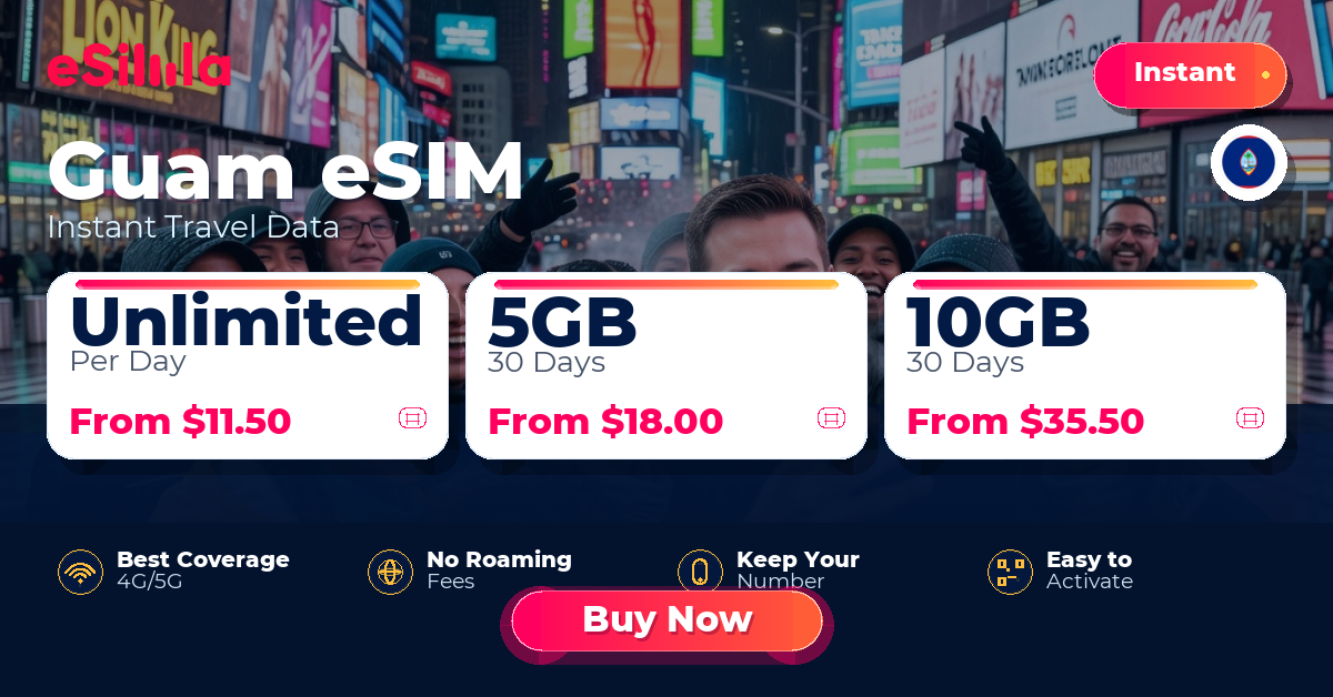 Guam eSIM travel data offer with package options