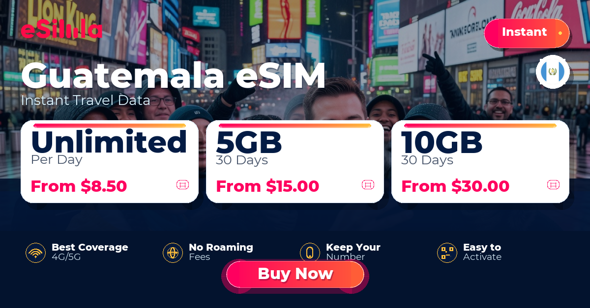 Guatemala eSIM travel data offer with package options