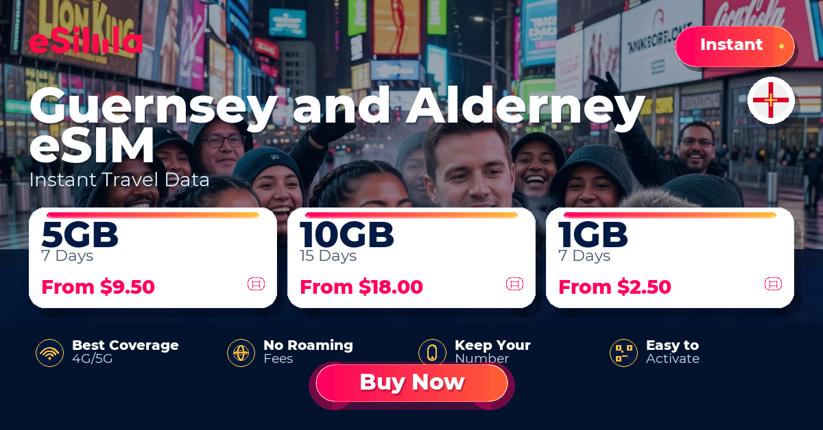 Guernsey and Alderney eSIM travel data offer with package options