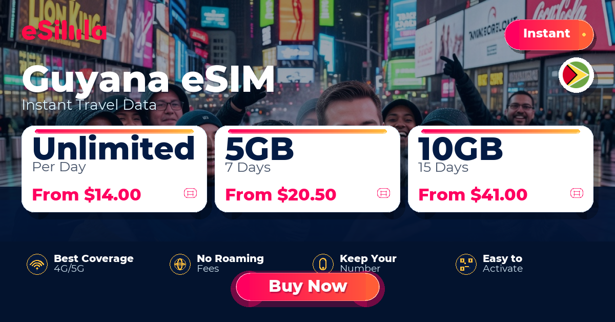 Guyana eSIM travel data offer with package options