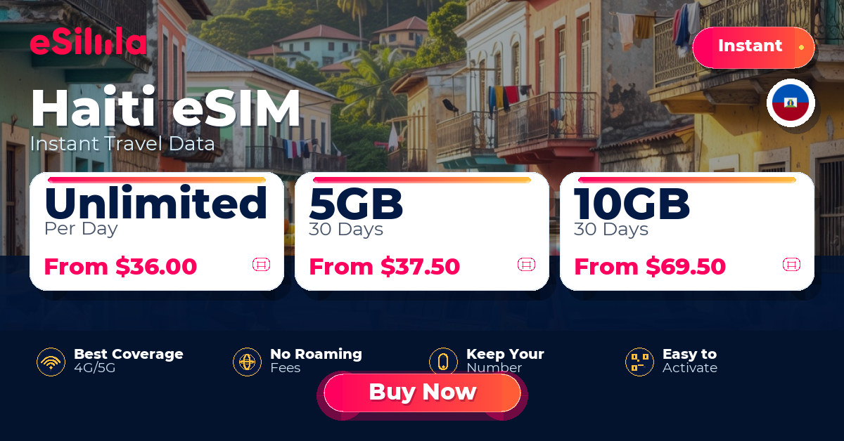 Haiti eSIM travel data offer with package options
