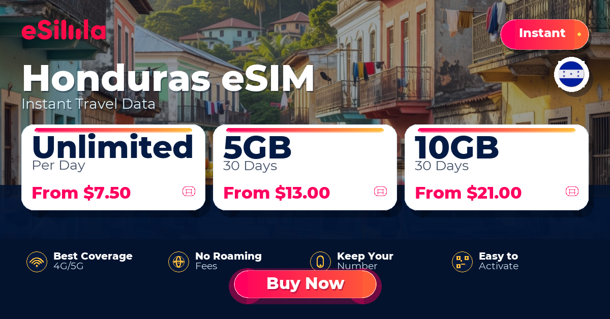 Honduras eSIM travel data offer with package options