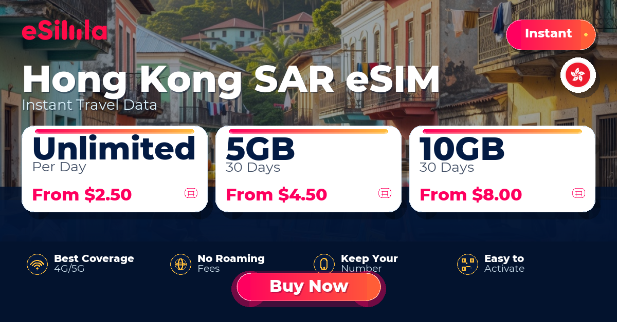 Hong Kong SAR eSIM travel data offer with package options
