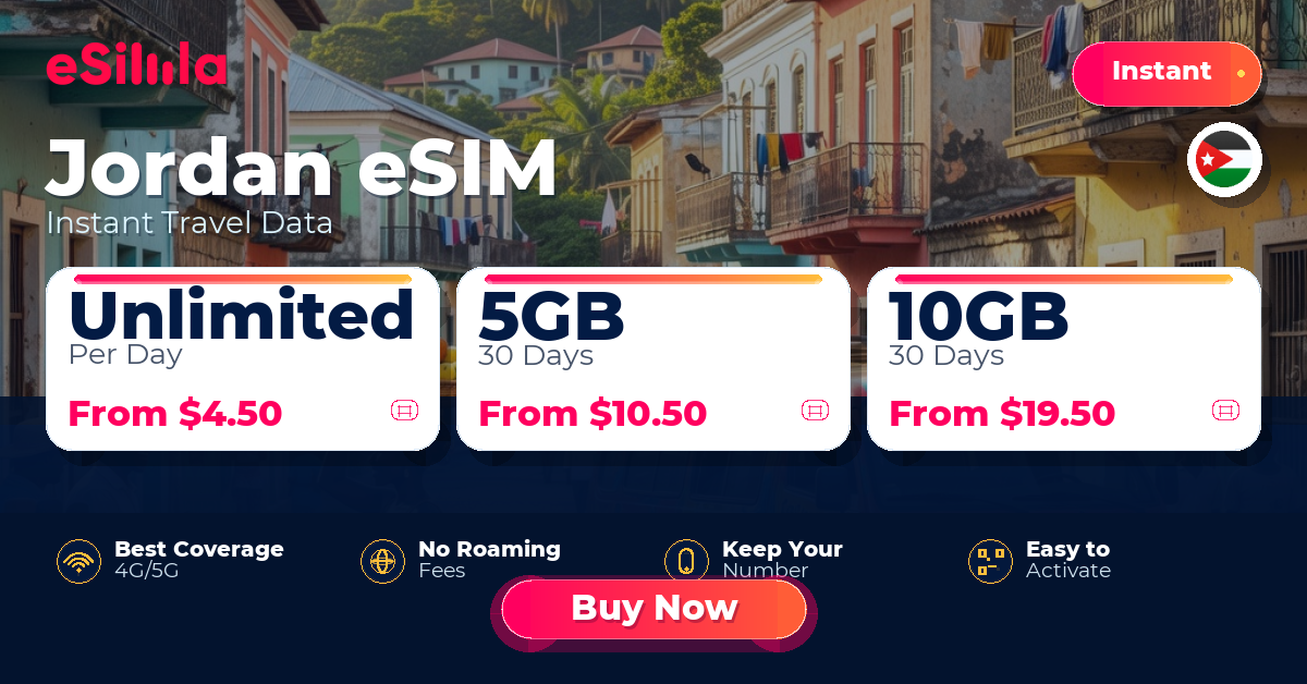 Jordan eSIM travel data offer with package options