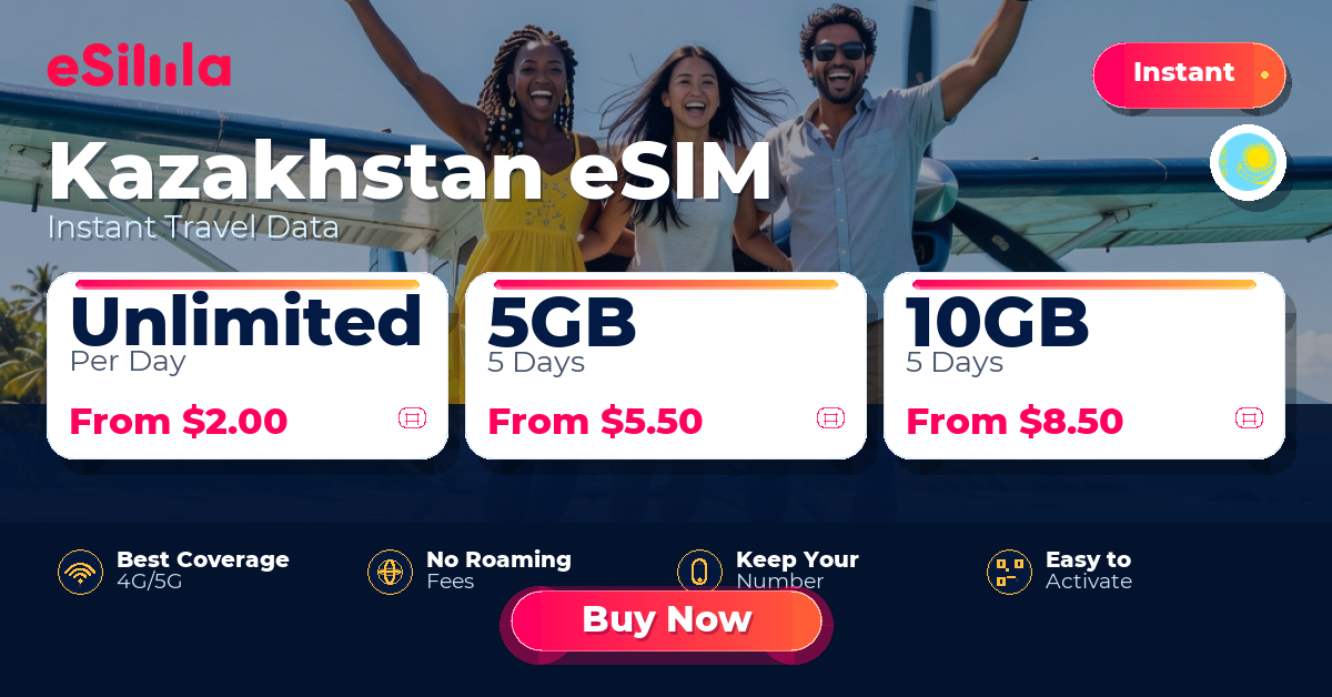 Kazakhstan eSIM travel data offer with package options