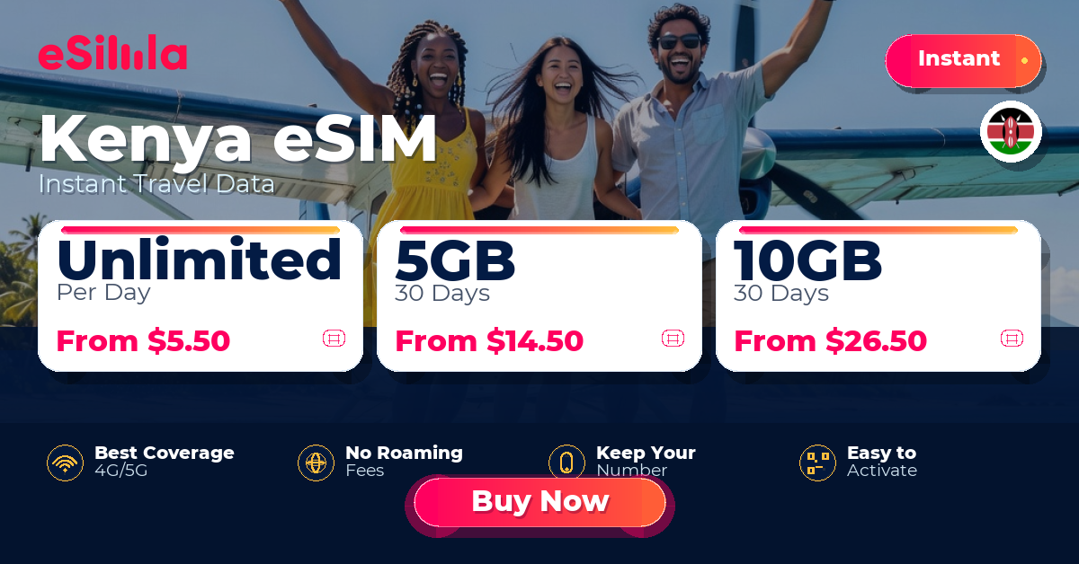 Kenya eSIM travel data offer with package options