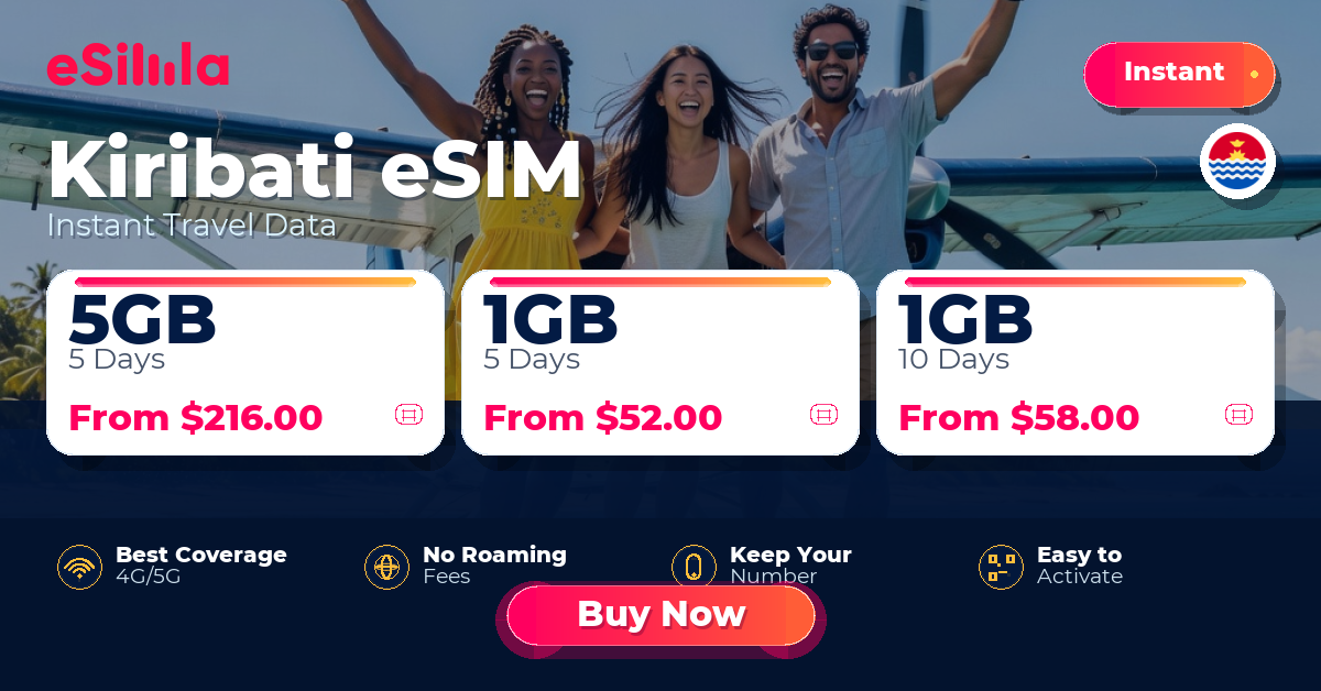 Kiribati eSIM travel data offer with package options