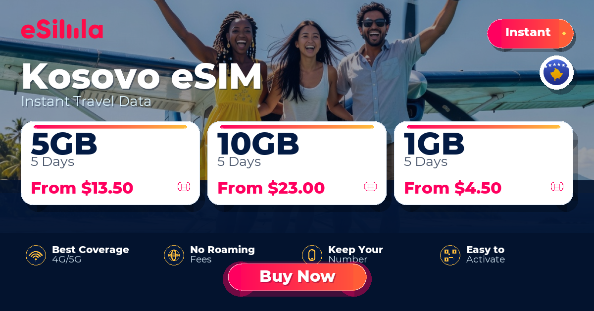 Kosovo eSIM travel data offer with package options