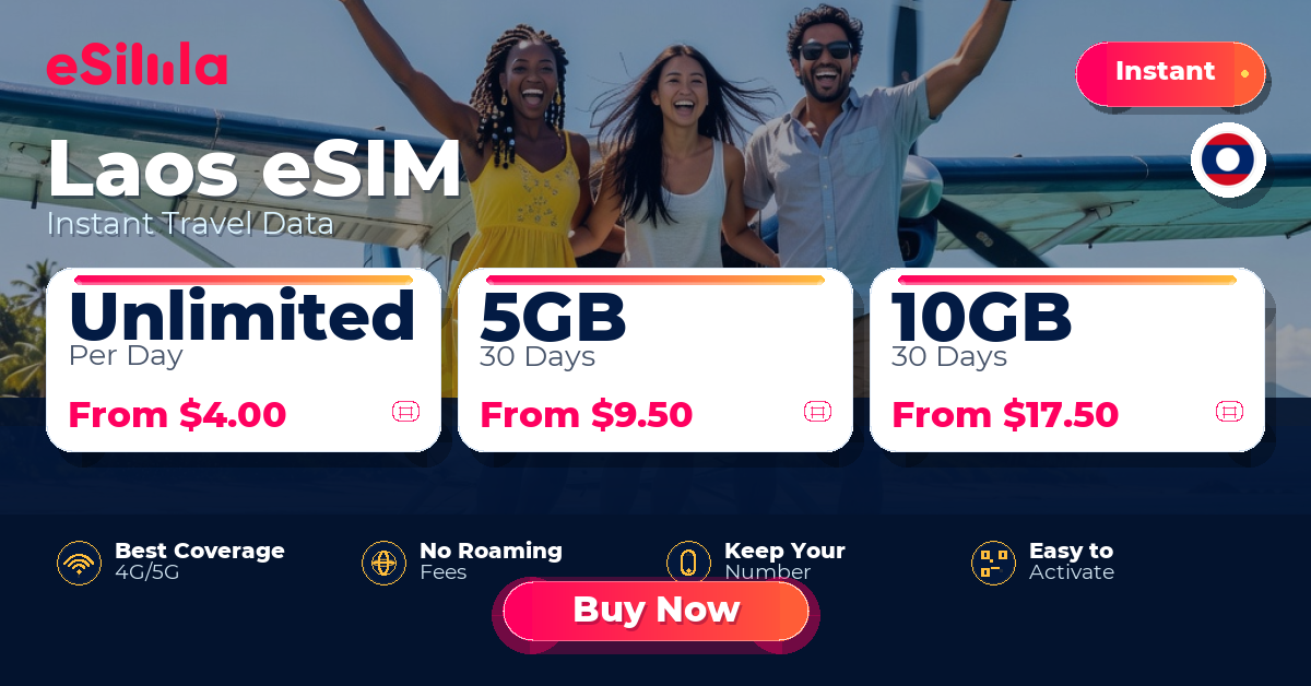 Laos eSIM travel data offer with package options