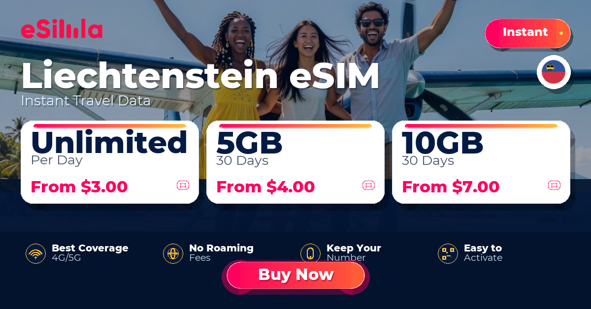 Liechtenstein eSIM travel data offer with package options