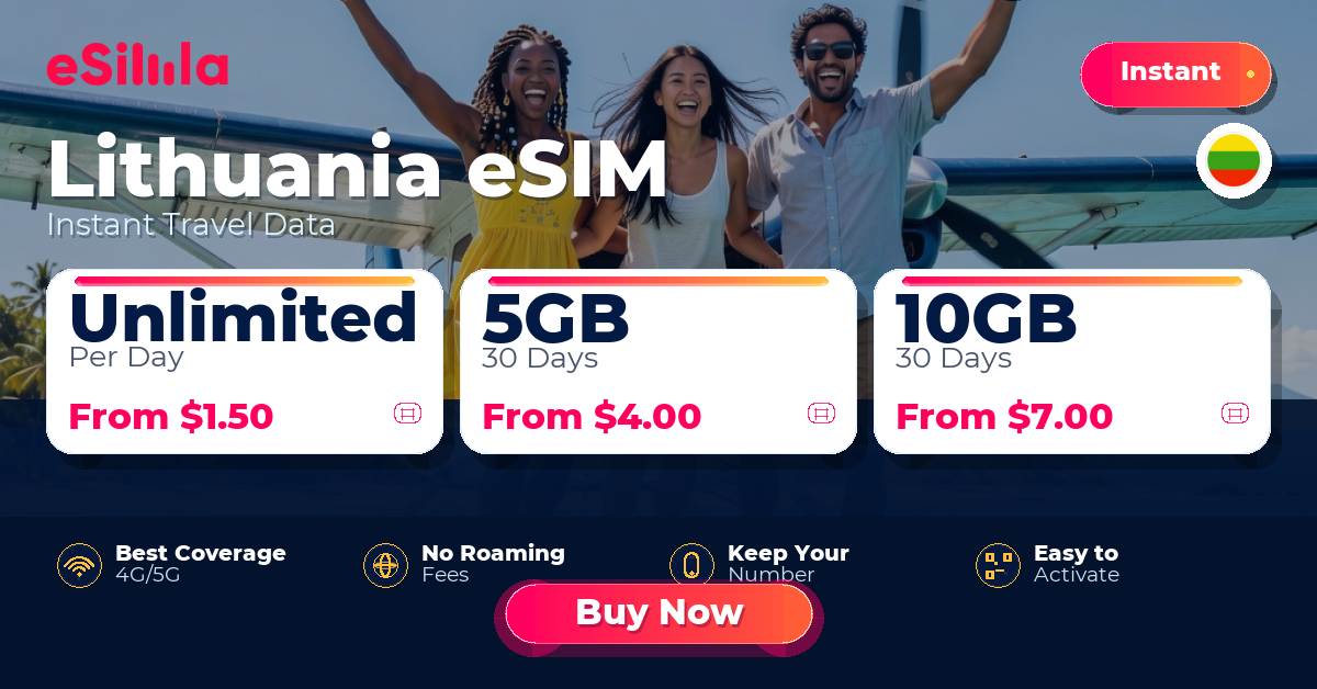 Lithuania eSIM travel data offer with package options
