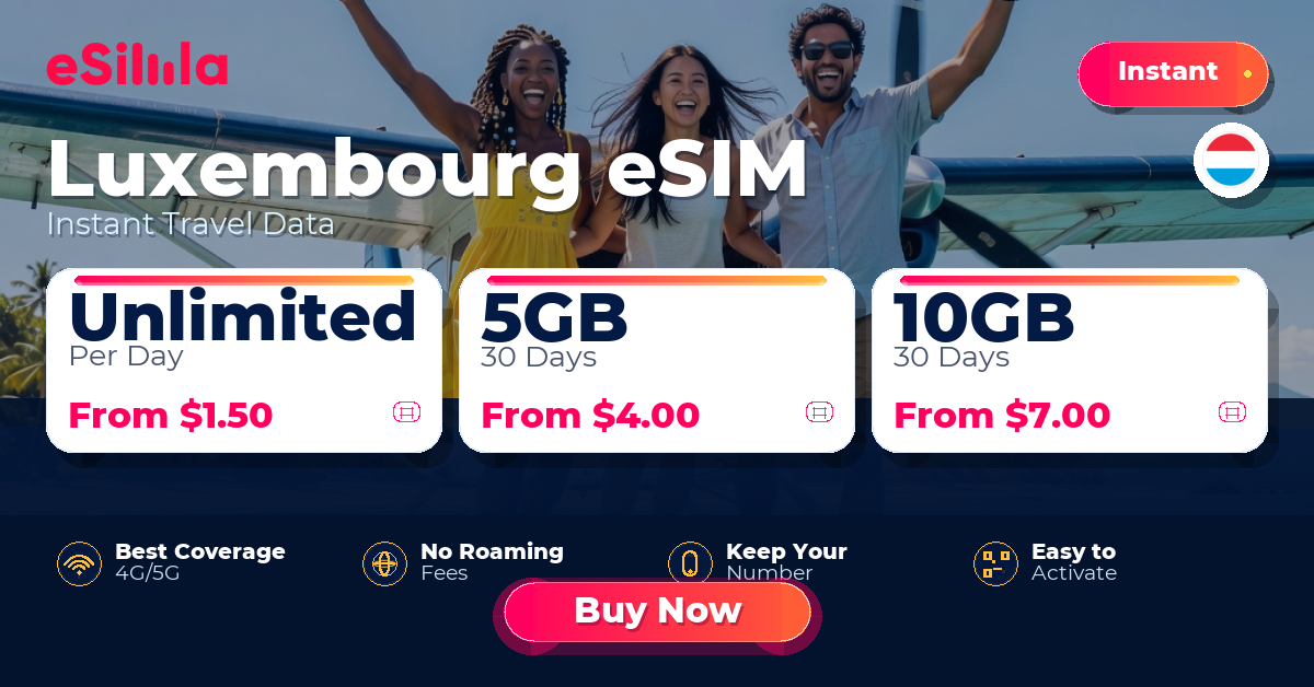 Luxembourg eSIM travel data offer with package options