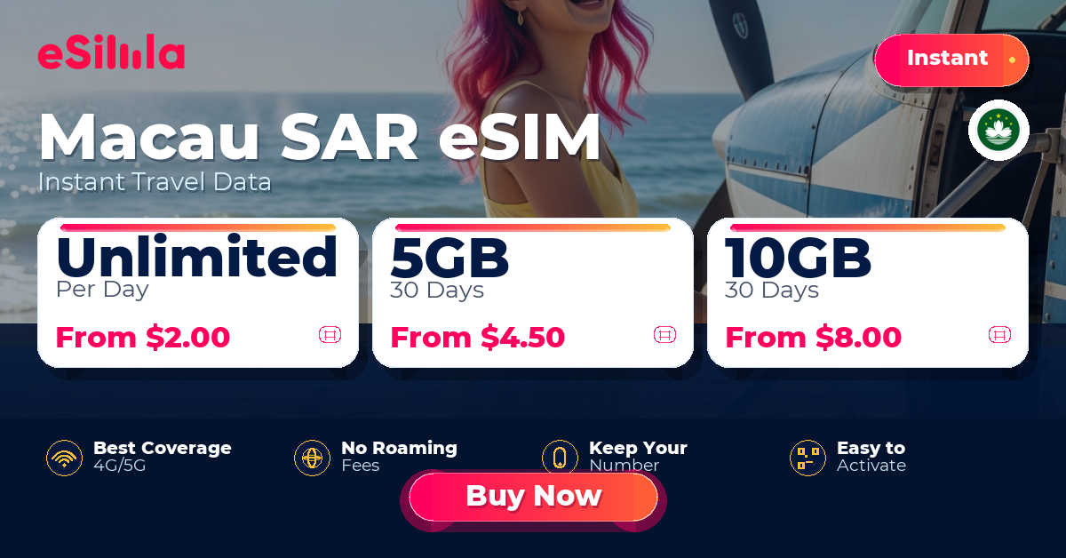 Macau SAR eSIM travel data offer with package options