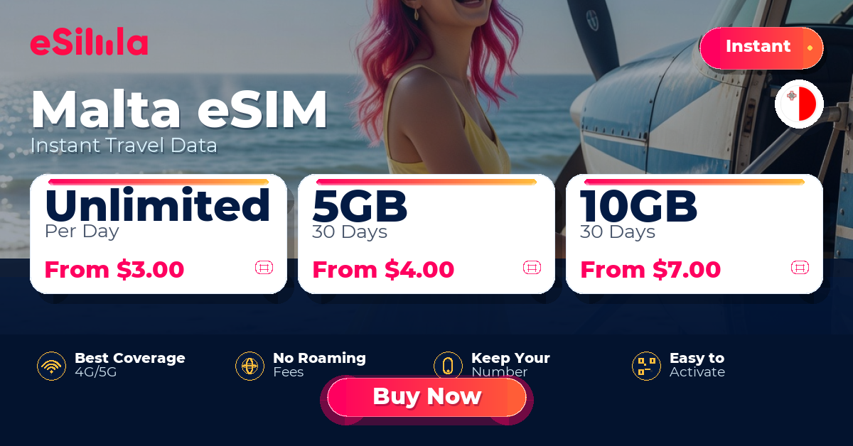 Malta eSIM travel data offer with package options