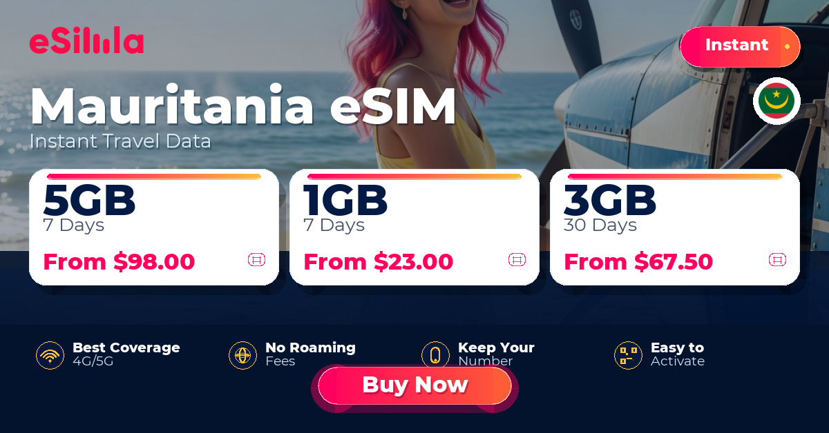Mauritania eSIM travel data offer with package options