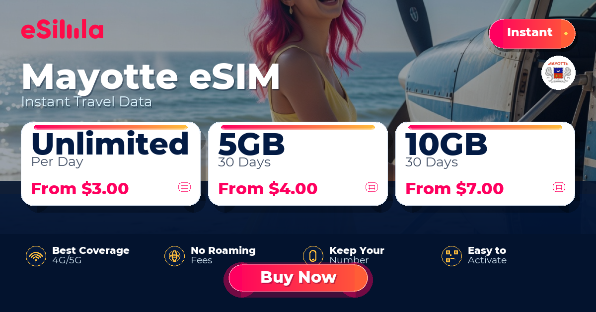 Mayotte eSIM travel data offer with package options