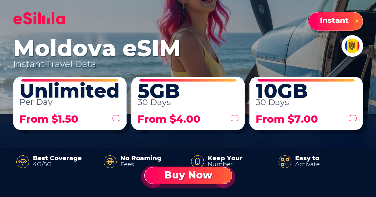 Moldova eSIM travel data offer with package options