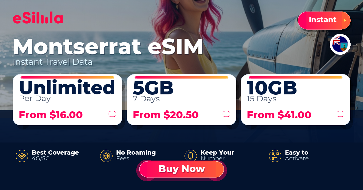 Montserrat eSIM travel data offer with package options