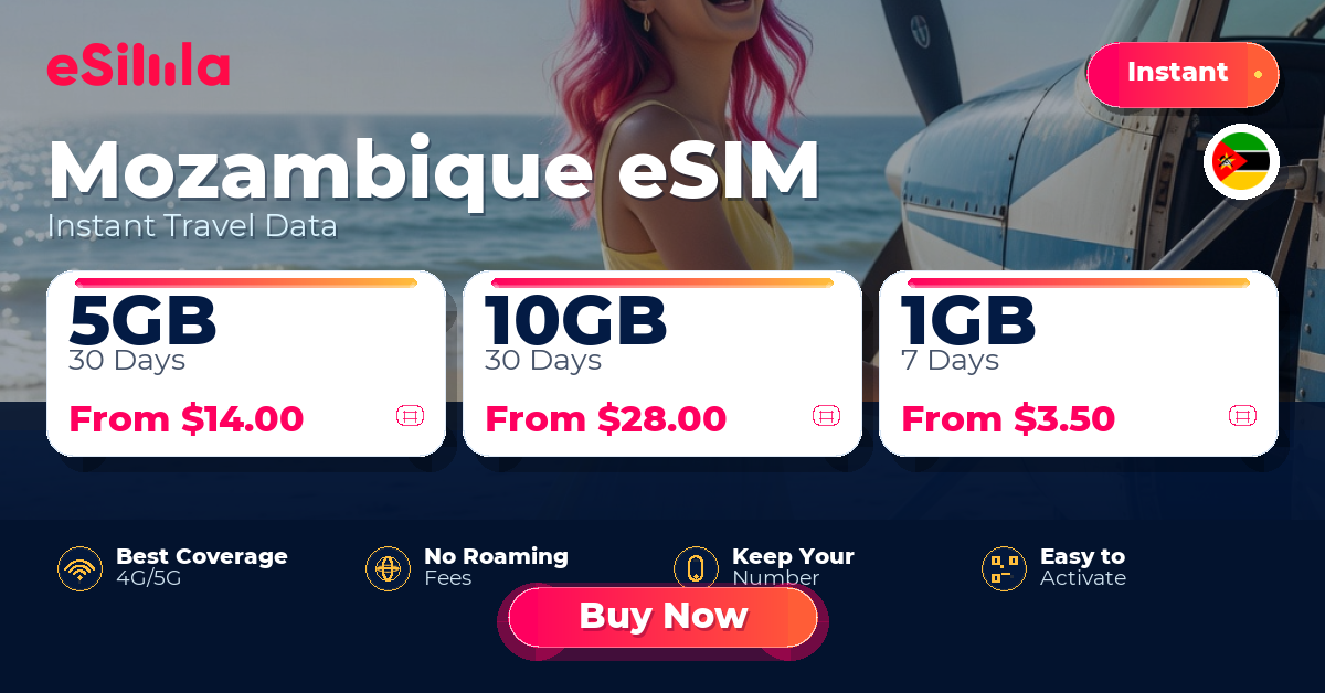 Mozambique eSIM travel data offer with package options